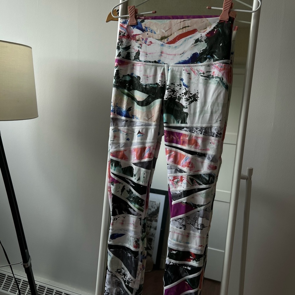 Lululemon 3/4 Length Colourful Panel Leggings